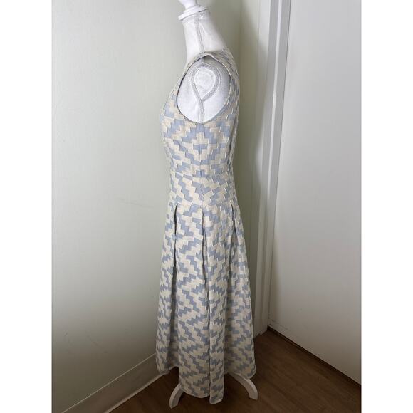 Hunter Bell Light Blue and White Sleeveless A Line Zip Dress Sz 4 - Picture 2 of 4